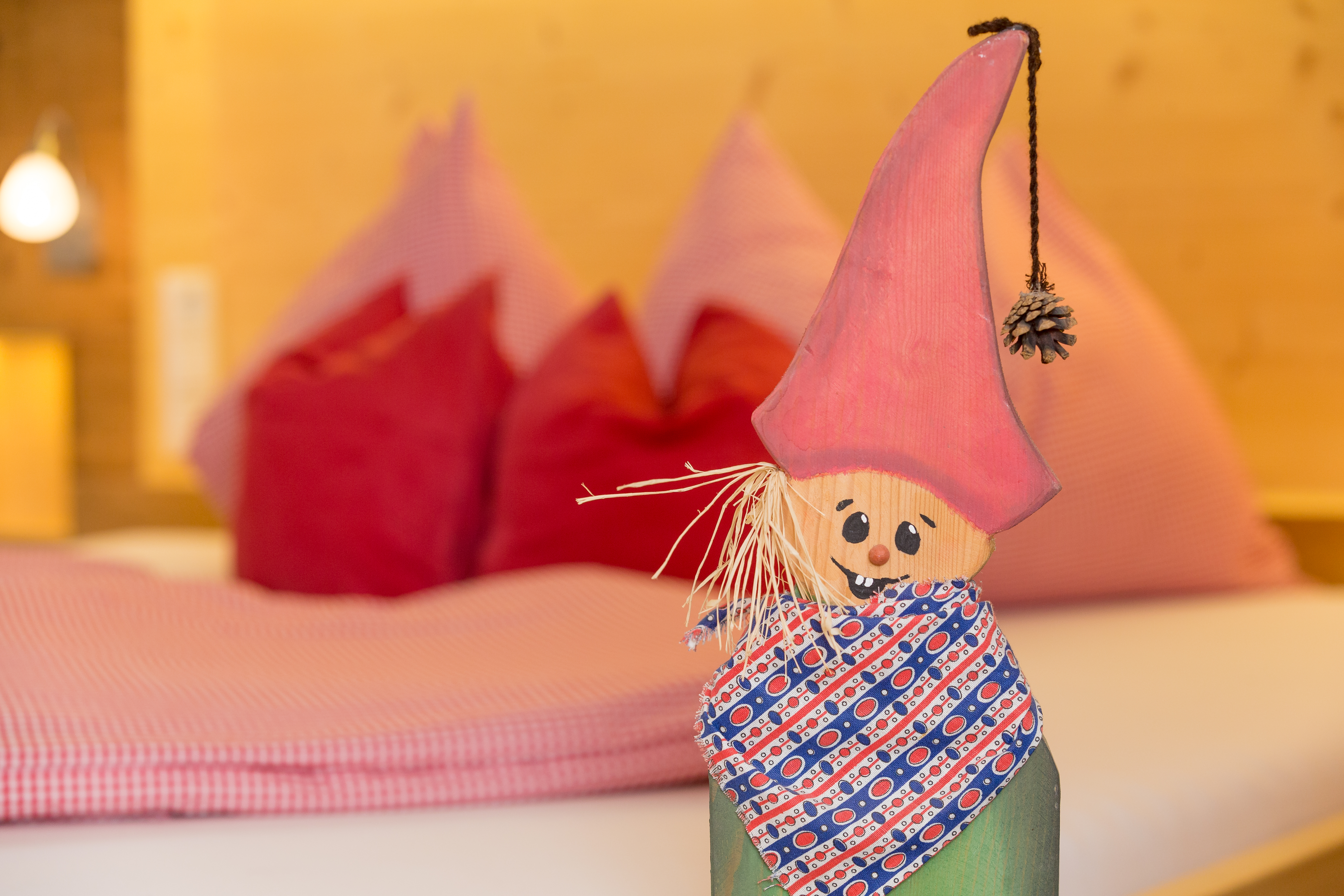 Ferien Bauernhof - Detailaufnahme Schlafzimmer Ferienwohnung Almnest - Almnest