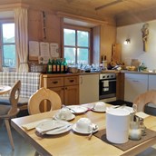 Ferien Bauernhof - Unser Frühstücksraum am Veitenhof - Apartment - Urlaub mit Bio-Frühstück in den Bergen