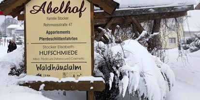 Urlaub auf dem Bauernhof - Jahreszeit: Winter-Urlaub - Ramsau am Dachstein - Hofeinfahrt zum Abelhof. - Abelhof