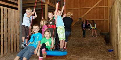 Urlaub auf dem Bauernhof - Stromanschluss: für Campingwagen - Spielscheune - Kinderparadies BIO-Erlebnisbauernhof