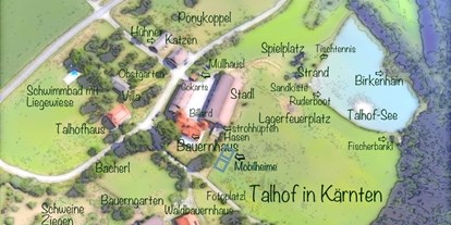 vacation on the farm - Umgebung: Urlaub in den Bergen - Mariahof - Lagebeschreibung des Talhof mit den verschiedenen Arealen. - Ferien am Talhof
