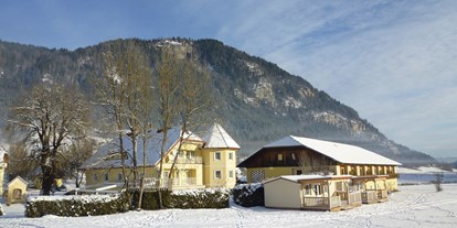 Urlaub auf dem Bauernhof - Tiere am Hof: Kühe - Ebenthal (Ebenthal in Kärnten) - Hof südseitig im Winter - Ferien am Talhof