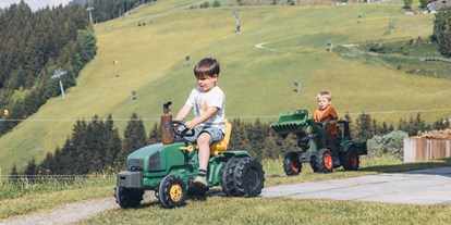 Urlaub auf dem Bauernhof - PLZ 9981 (Österreich) - Rund ums Haus gibt es allerlei Spielmöglichkeiten für Kinder: Zahlreiche Tretfahrzeuge wie Traktoren, GoKarts oder Fahrräder stehen zur Verfügung - Ferienwohnungen Perfeldhof