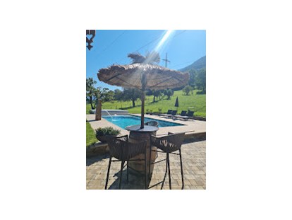Urlaub auf dem Bauernhof - Terrasse oder Balkon am Zimmer - Grießen (Leogang) - Pool - Ferienparadies Taxen
