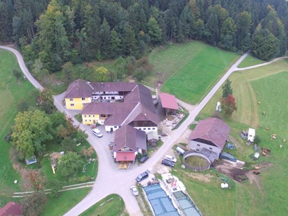 Urlaub auf dem Bauernhof - Fahrzeuge: Mähwerk - Ort (Senftenbach) - unser Hof  aus der Vogelperspektive - Hochgattern