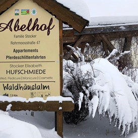 Ferien Bauernhof: Hofeinfahrt zum Abelhof. - Abelhof