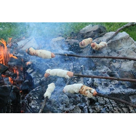 Ferien Bauernhof: Lagerfeuer mit Steckerlbrot - Bauernhof Hönigshof - Familie Kerschenbauer