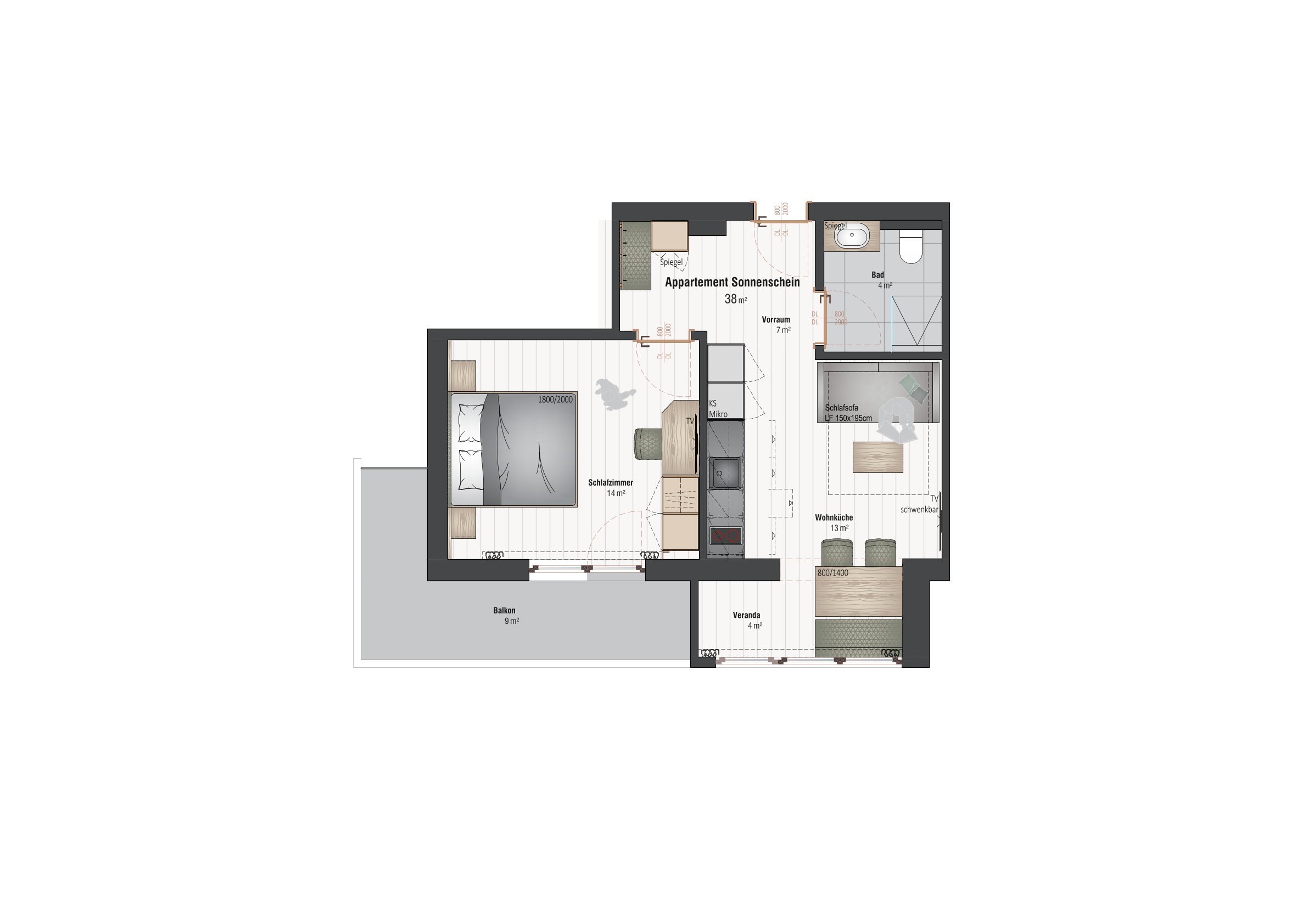 Bergbauernhof Irxner - Urlaub am Bauernhof mit Hund Présentation des chambres Suites pour Elle « Sunshine »