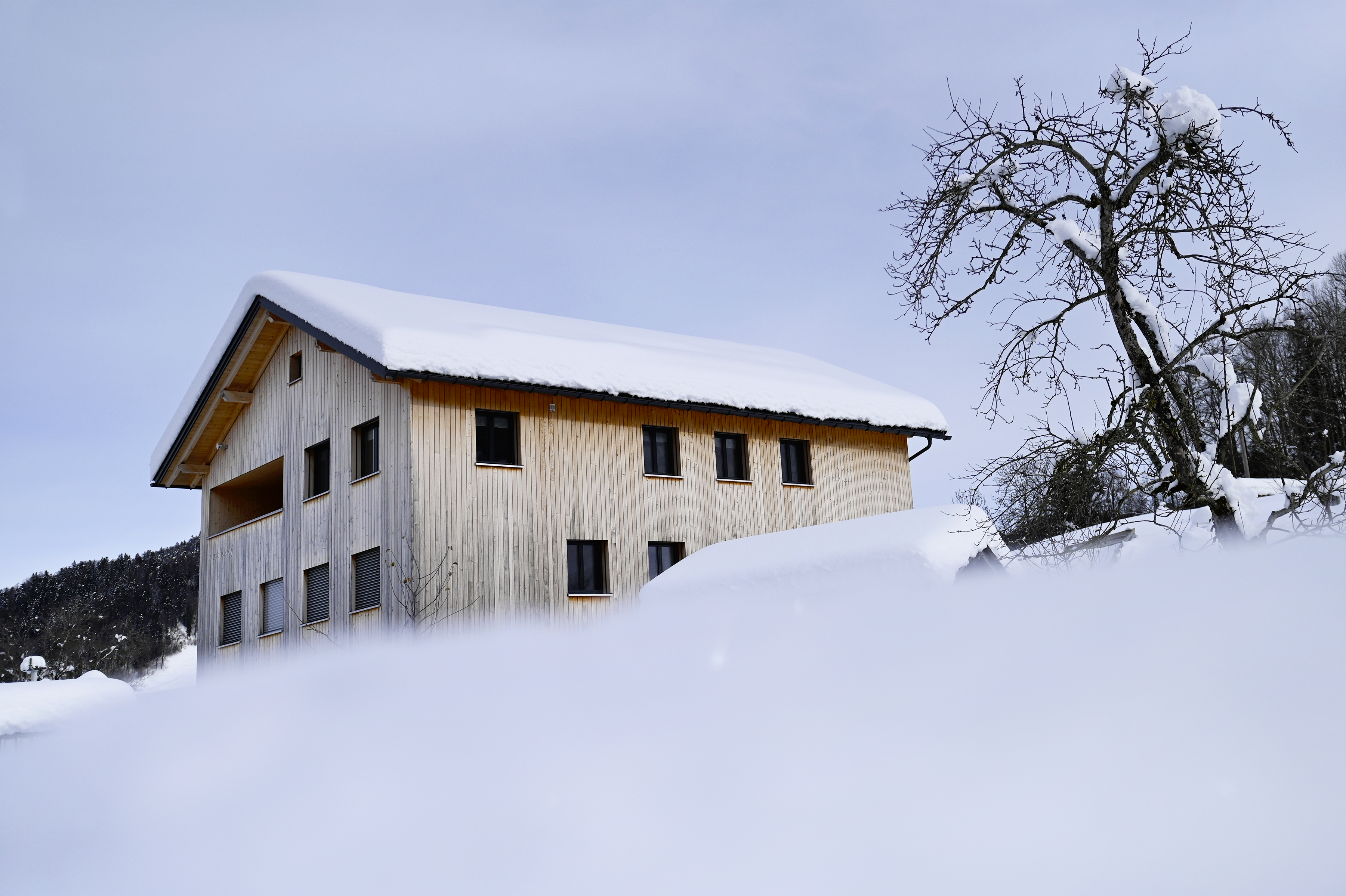 Ferien Bauernhof: Ausblickhof außen Ansicht Winter - Ausblickhof