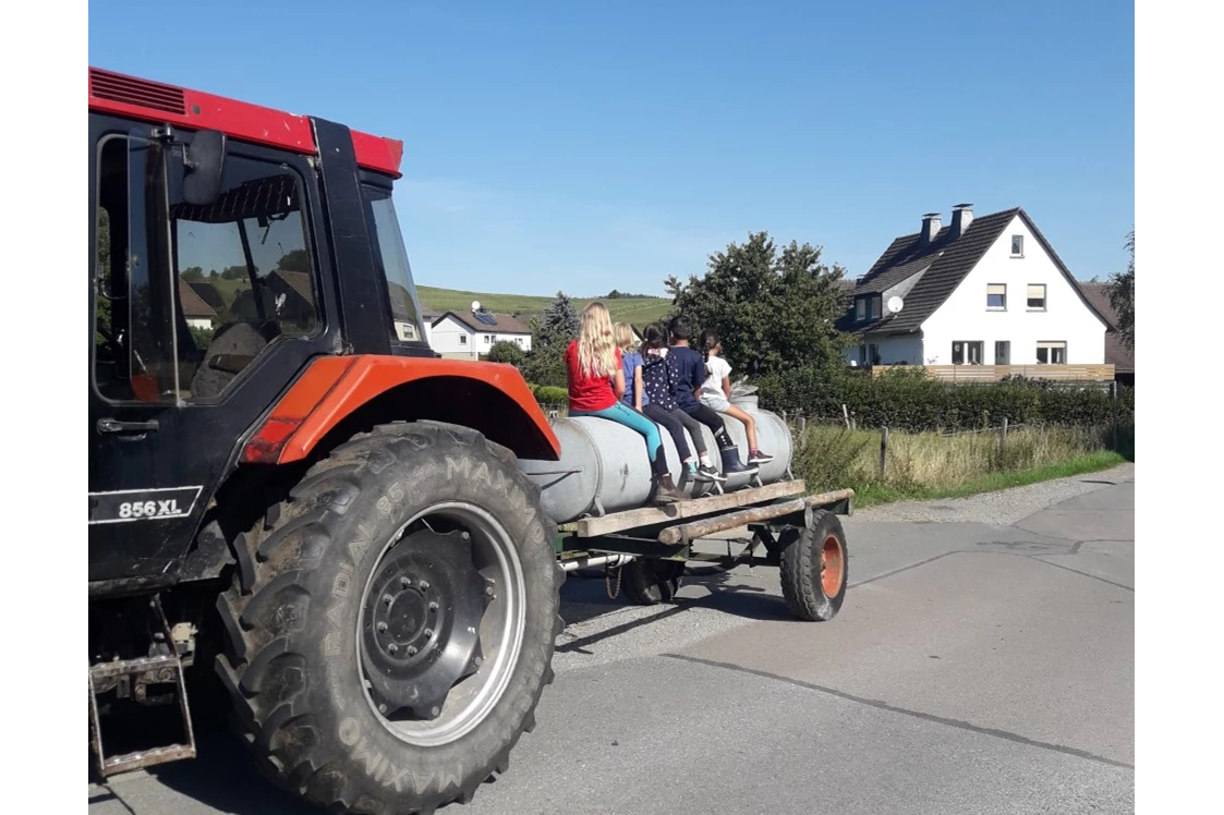 Ferien Bauernhof: Spaß beim Wasser fahren für die Rinder - Ferienhof Schmiddes