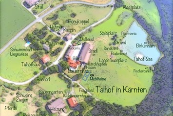 Ferien Bauernhof: Lagebeschreibung des Talhof mit den verschiedenen Arealen. - Ferien am Talhof