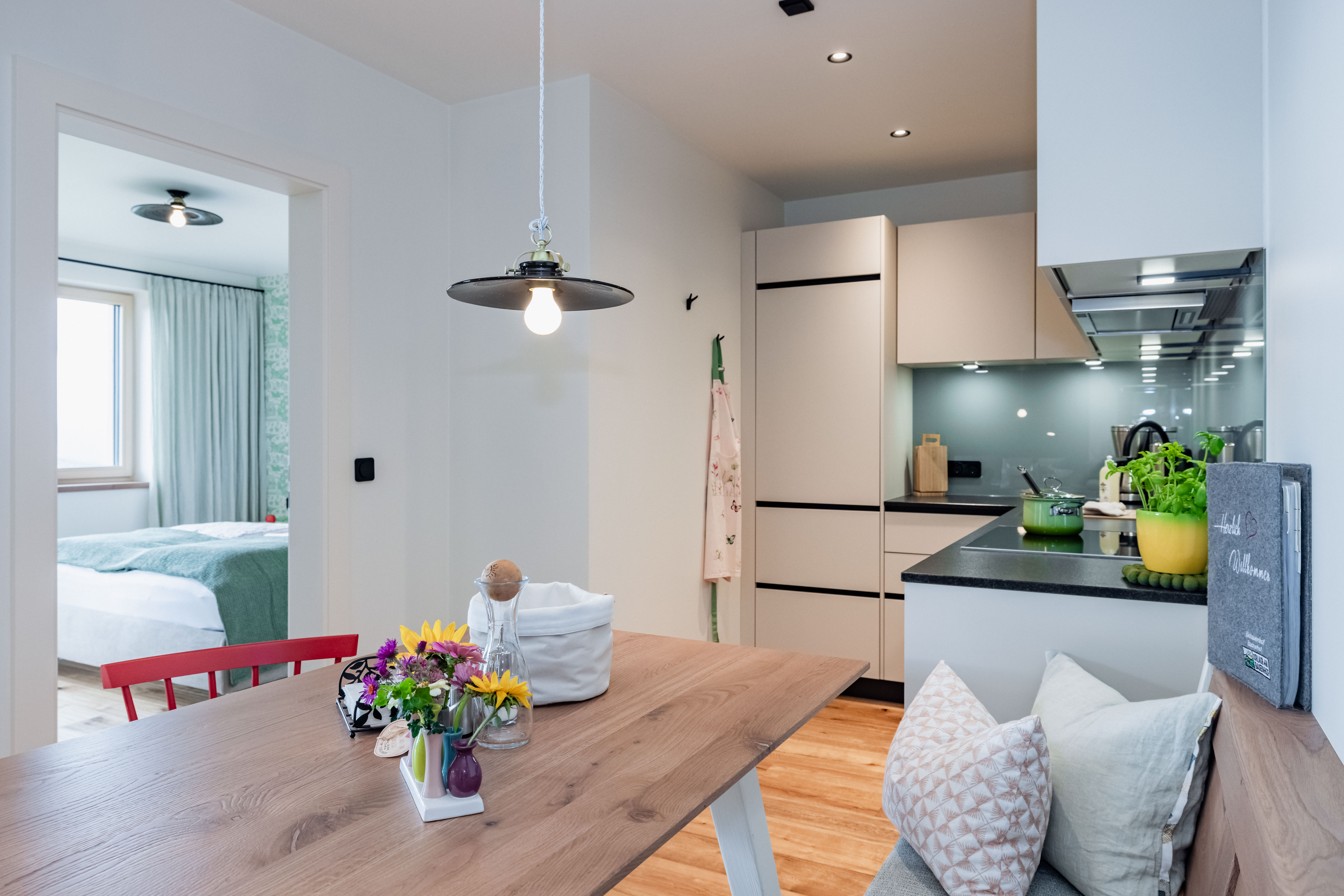 Ferien Bauernhof: Küche Berg-See-Suite - Bio- und Vitalbauernhof Bacherhof - Soba