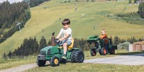 Urlaub auf dem Bauernhof - Urlaub auf der Alm - Rund ums Haus gibt es allerlei Spielmöglichkeiten für Kinder: Zahlreiche Tretfahrzeuge wie Traktoren, GoKarts oder Fahrräder stehen zur Verfügung - Ferienwohnungen Perfeldhof