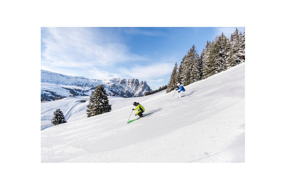 Ferien Bauernhof: Skiurlaub auf der Seiser Alm/Val Gardena
Abfahren auf der größten Hochalm Europas - Binterhof
