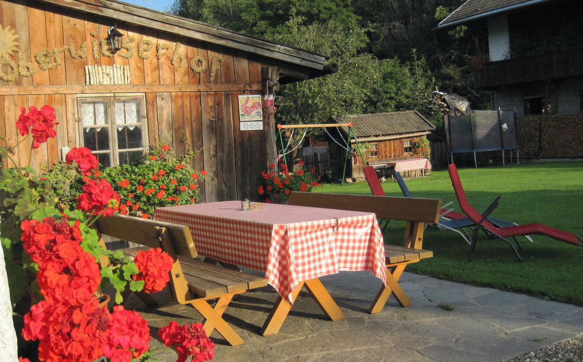 Ferien Bauernhof: Terasse - Ferienwohnungen Oberwieserhof