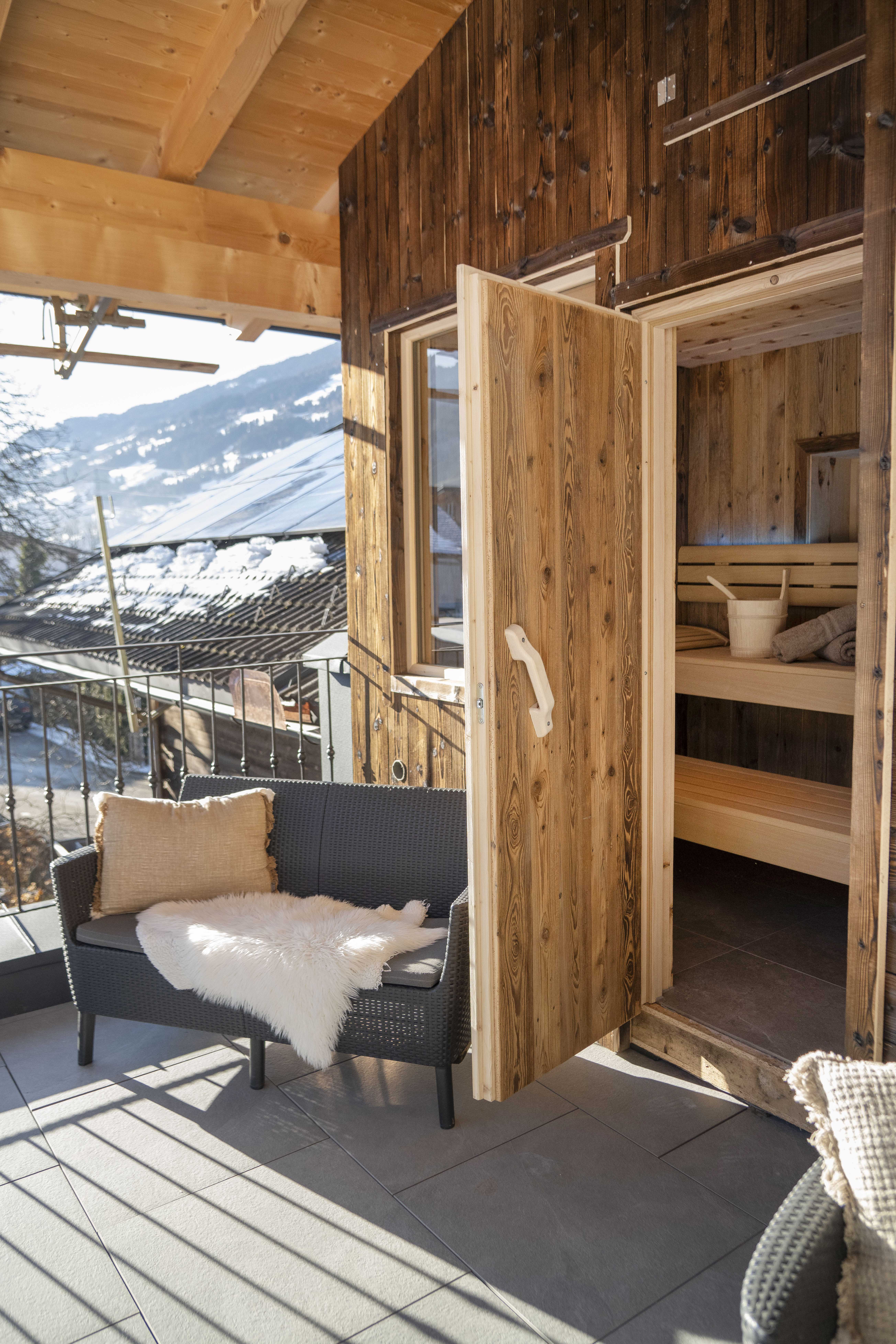 Ferien Bauernhof: Sauna im Zimmer Morgensonne - Schustererhof