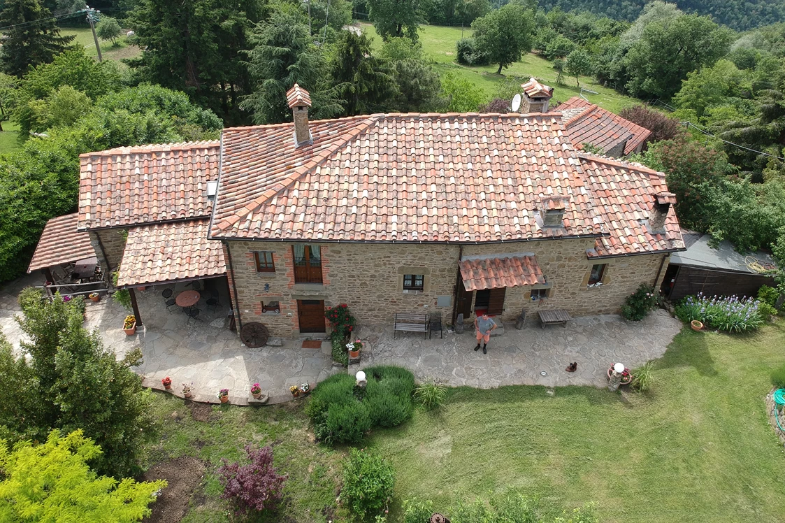 Ferien Bauernhof: Luftaufnahme von unserem Haus - Agriturismo Casa Bivignano - Toskana